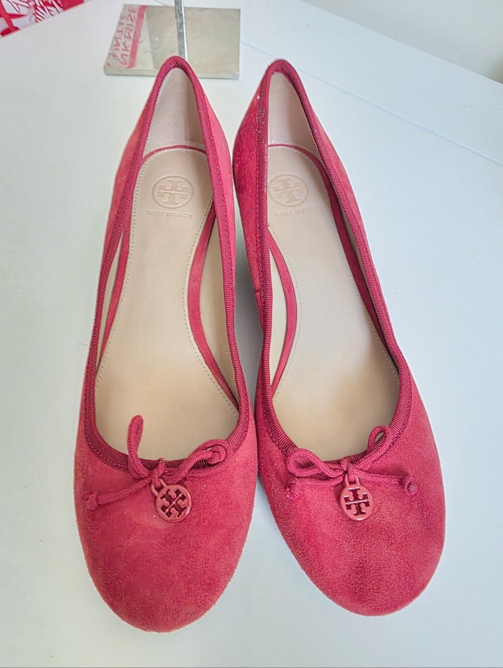 Tory Burch Chelsea Soho Lux Suede Wedge Shoes in Red Size 10M